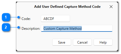 Add/Edit User Defined Capture Method